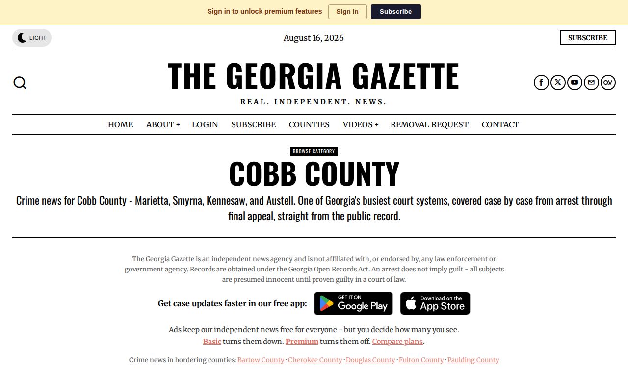 Georgia Gazette Cobb County crime news archive