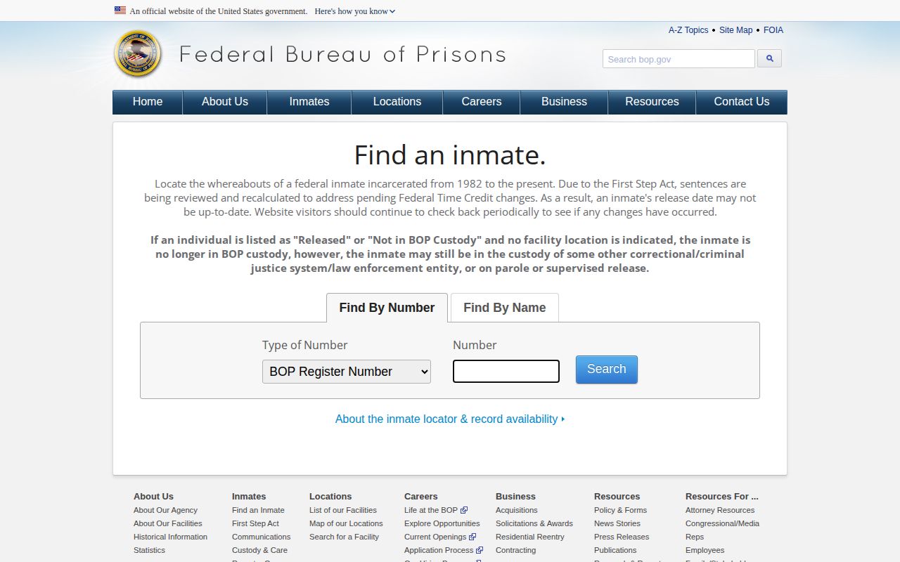 Cobb County federal custody Bureau of Prisons locator