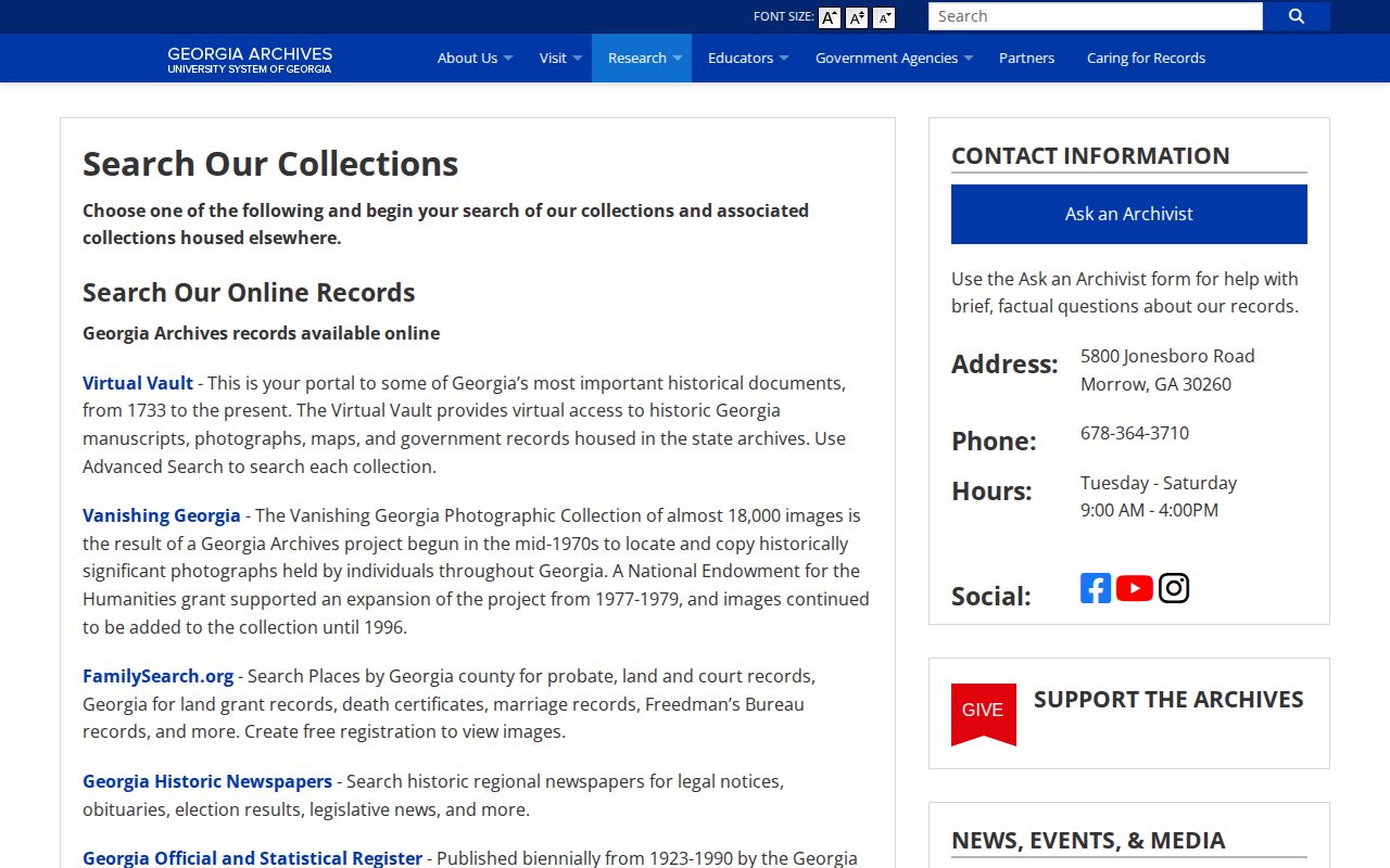 Cobb County Georgia Archives research gateway