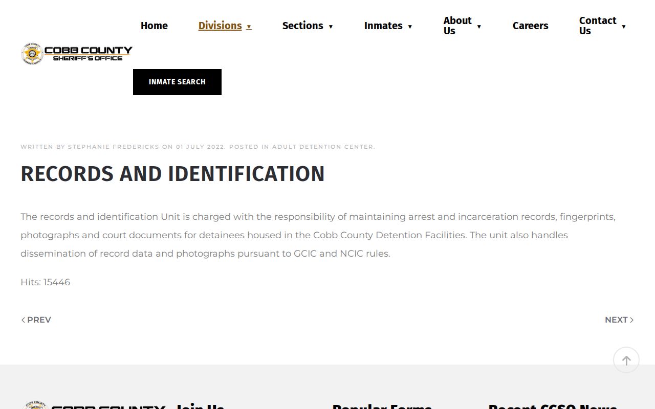 Cobb County Sheriff records and booking photo request information